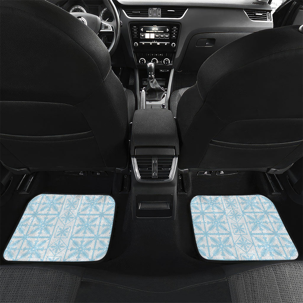 Pastel Blue Kahili Quilt Hawaii Car Mats Tropical Flower Seamless Half Style