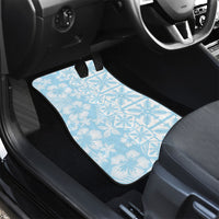 Pastel Blue Kahili Quilt Hawaii Car Mats Tropical Flower Seamless Half Style