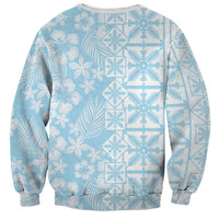Pastel Blue Kahili Quilt Hawaii Sweatshirt Tropical Flower Seamless Half Style