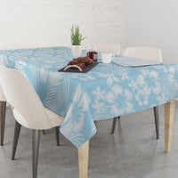 Pastel Blue Kahili Quilt Hawaii Tablecloth Tropical Flower Seamless Half Style