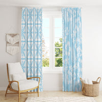 Pastel Blue Kahili Quilt Hawaii Window Curtain Tropical Flower Seamless Half Style