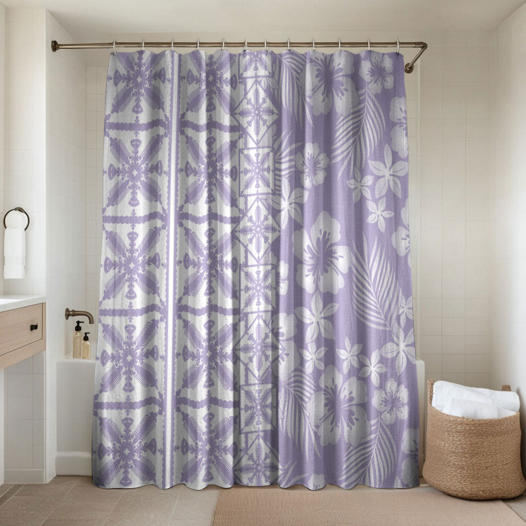 Pastel Purple Kahili Quilt Hawaii Bathroom Set Tropical Flower Seamless Half Style