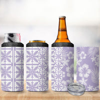 Pastel Purple Kahili Quilt Hawaii 4 in 1 Can Cooler Tumbler Tropical Flower Seamless Half Style LT14 - Polynesian Pride