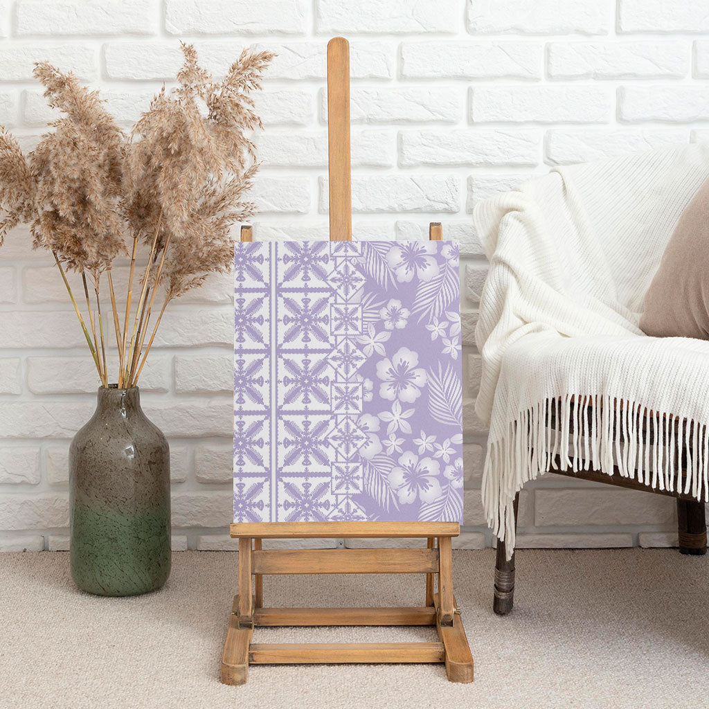 Pastel Purple Kahili Quilt Hawaii Canvas Wall Art Tropical Flower Seamless Half Style