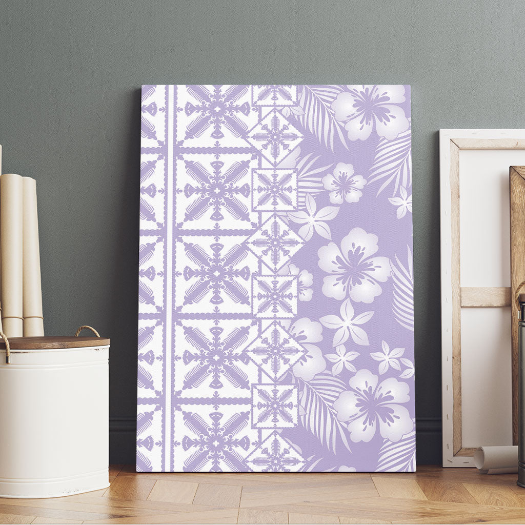 Pastel Purple Kahili Quilt Hawaii Canvas Wall Art Tropical Flower Seamless Half Style