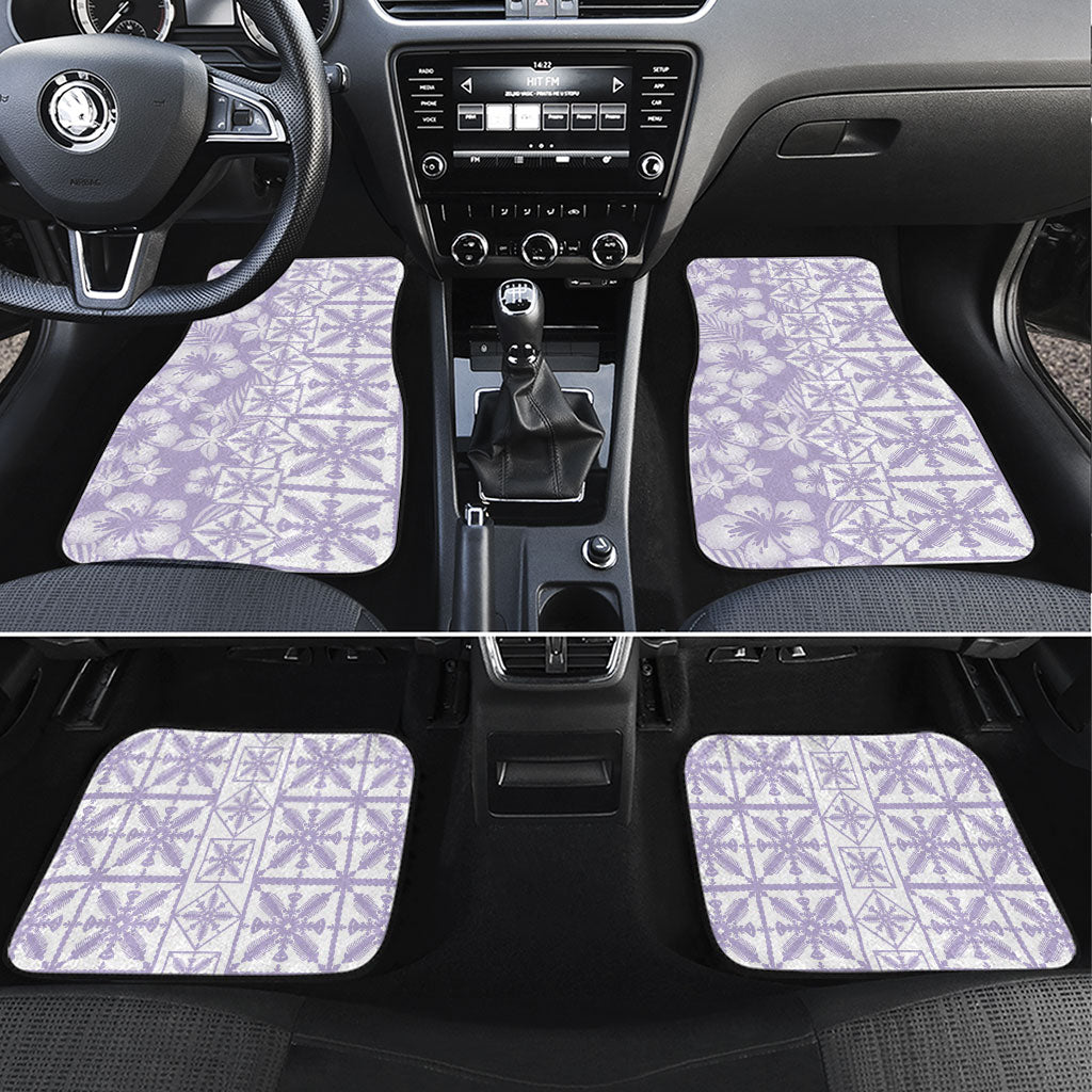 Pastel Purple Kahili Quilt Hawaii Car Mats Tropical Flower Seamless Half Style LT14 Set 4pcs Purple - Polynesian Pride