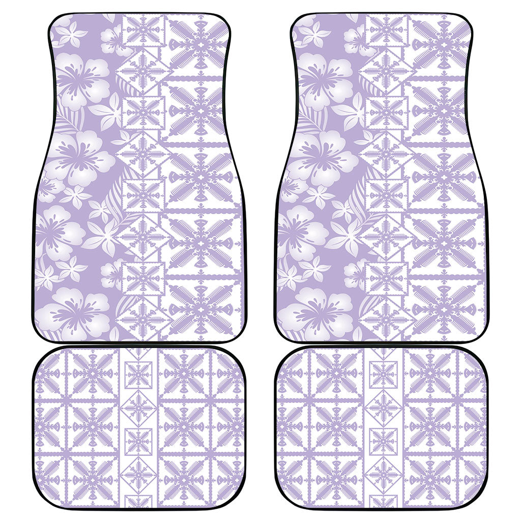 Pastel Purple Kahili Quilt Hawaii Car Mats Tropical Flower Seamless Half Style