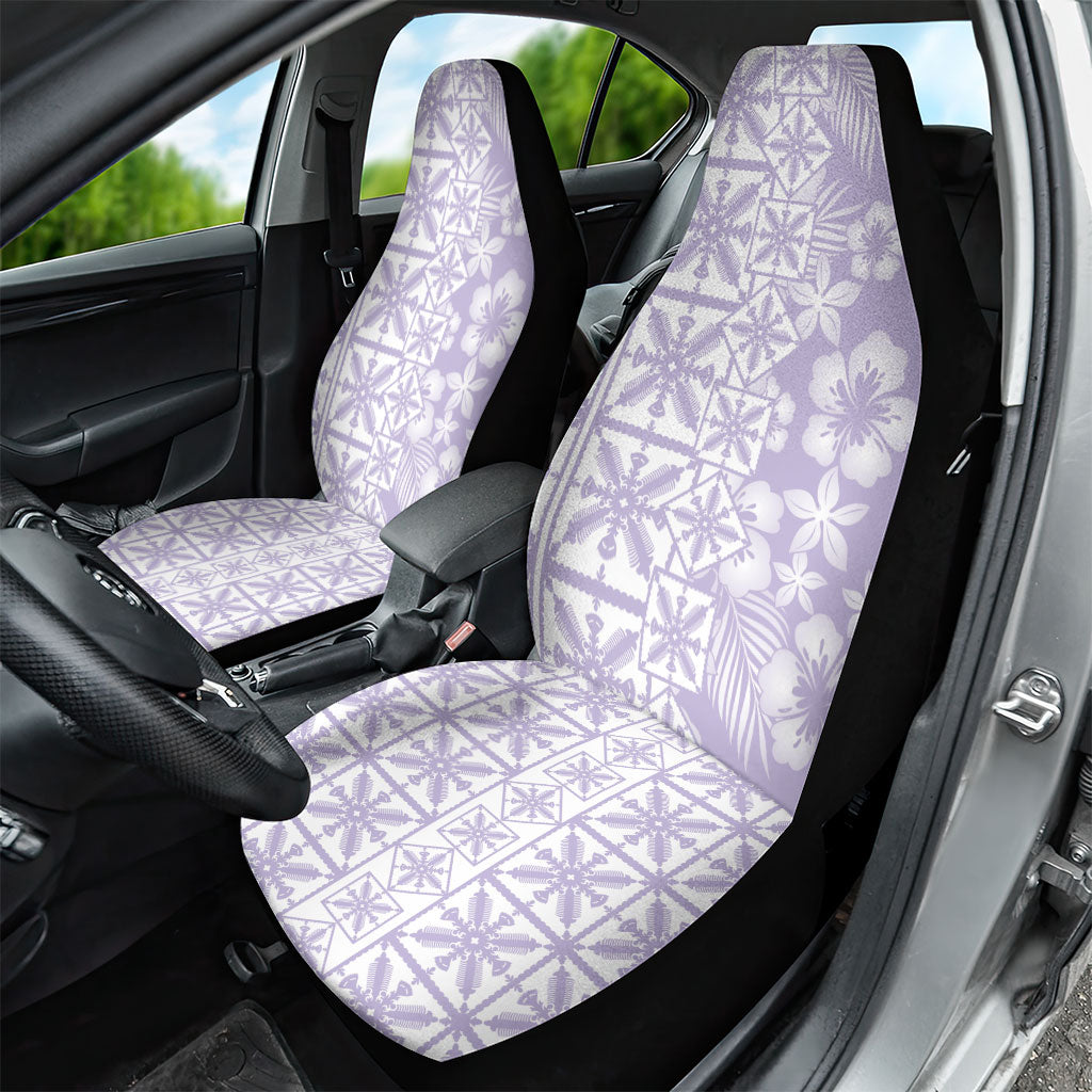 Pastel Purple Kahili Quilt Hawaii Car Seat Cover Tropical Flower Seamless Half Style