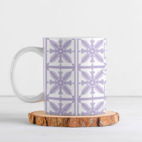 Pastel Purple Kahili Quilt Hawaii Ceramic Mug Tropical Flower Seamless Half Style