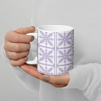 Pastel Purple Kahili Quilt Hawaii Ceramic Mug Tropical Flower Seamless Half Style