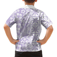 Pastel Purple Kahili Quilt Hawaii Family Matching Summer Maxi Dress and Hawaiian Shirt Tropical Flower Seamless Half Style LT14 - Polynesian Pride