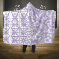 Pastel Purple Kahili Quilt Hawaii Hooded Blanket Tropical Flower Seamless Half Style