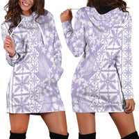 Pastel Purple Kahili Quilt Hawaii Hoodie Dress Tropical Flower Seamless Half Style LT14 - Polynesian Pride