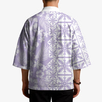 Pastel Purple Kahili Quilt Hawaii Kimono Tropical Flower Seamless Half Style