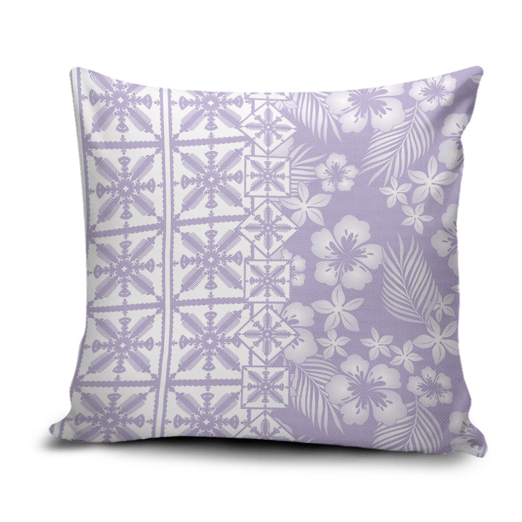 Pastel Purple Kahili Quilt Hawaii Pillow Cover Tropical Flower Seamless Half Style