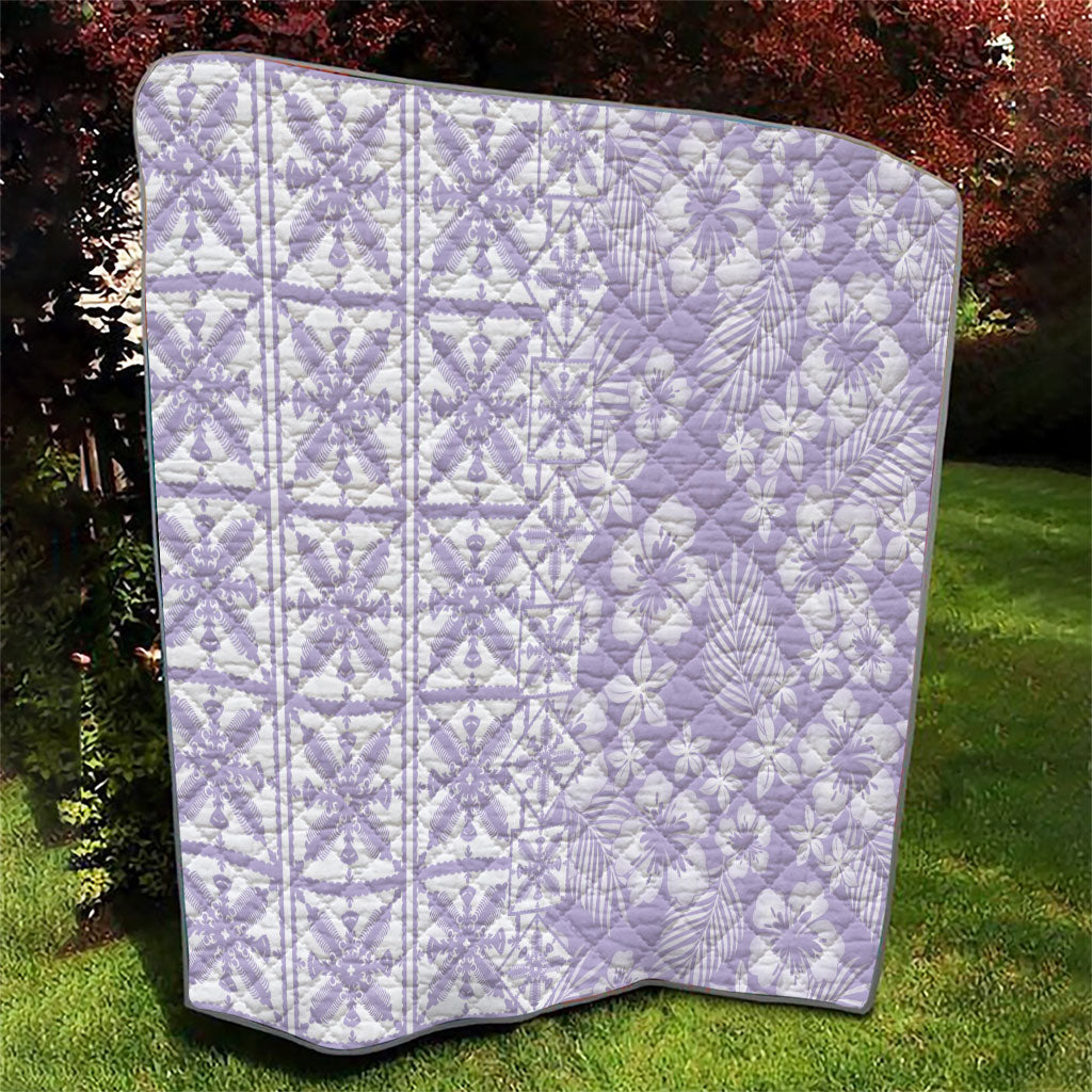 Pastel Purple Kahili Quilt Hawaii Quilt Tropical Flower Seamless Half Style