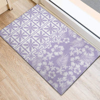Pastel Purple Kahili Quilt Hawaii Rubber Doormat Tropical Flower Seamless Half Style