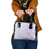 Pastel Purple Kahili Quilt Hawaii Shoulder Handbag Tropical Flower Seamless Half Style