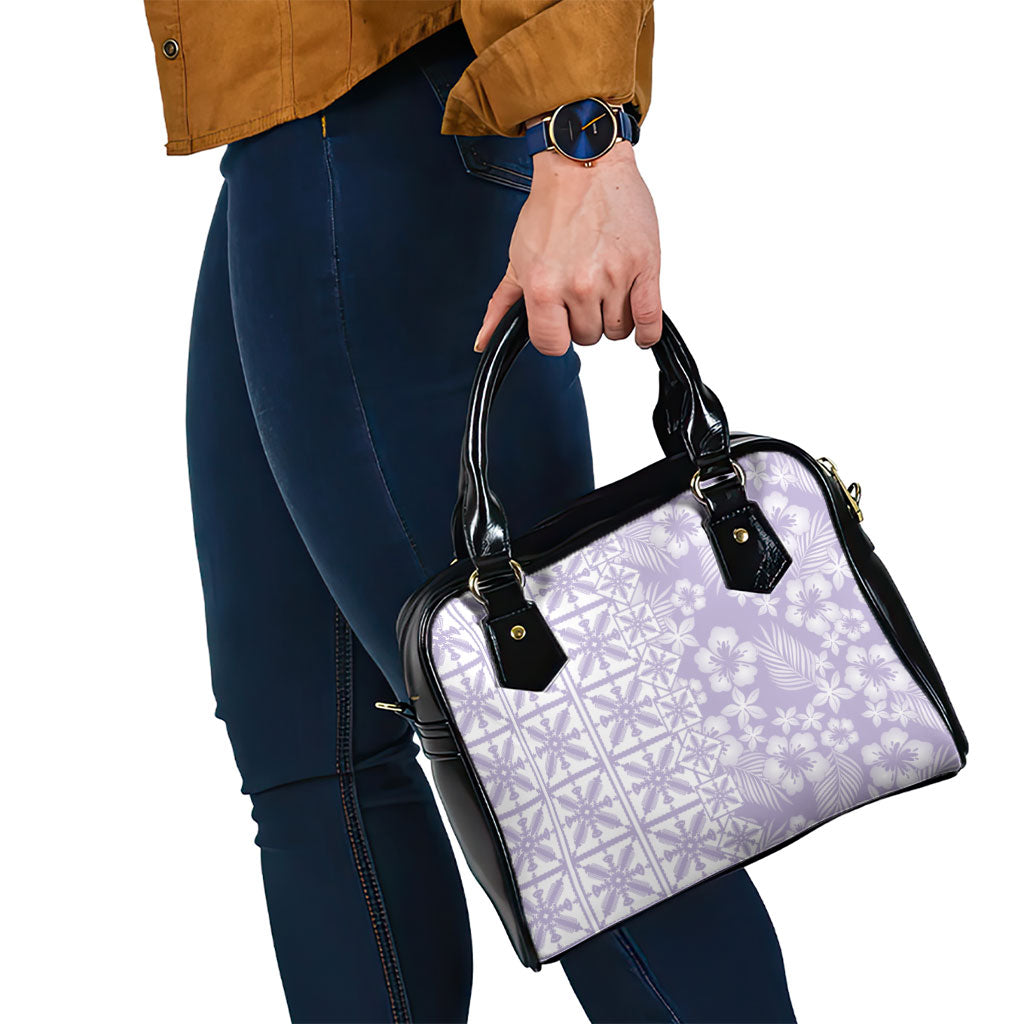 Pastel Purple Kahili Quilt Hawaii Shoulder Handbag Tropical Flower Seamless Half Style