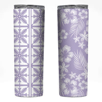 Pastel Purple Kahili Quilt Hawaii Skinny Tumbler Tropical Flower Seamless Half Style LT14 Purple - Polynesian Pride