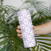 Pastel Purple Kahili Quilt Hawaii Skinny Tumbler Tropical Flower Seamless Half Style LT14 - Polynesian Pride