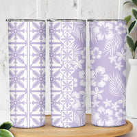 Pastel Purple Kahili Quilt Hawaii Skinny Tumbler Tropical Flower Seamless Half Style LT14 - Polynesian Pride