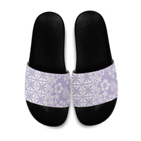 Pastel Purple Kahili Quilt Hawaii Slide Sandals Tropical Flower Seamless Half Style