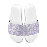Pastel Purple Kahili Quilt Hawaii Slide Sandals Tropical Flower Seamless Half Style