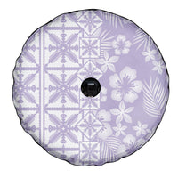 Pastel Purple Kahili Quilt Hawaii Spare Tire Cover Tropical Flower Seamless Half Style