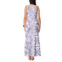 Pastel Purple Kahili Quilt Hawaii Tank Maxi Dress Tropical Flower Seamless Half Style