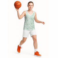 Pastel Green Kahili Quilt Hawaii Basketball Jersey Tropical Flower Seamless Half Style