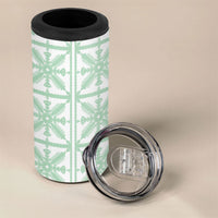 Pastel Green Kahili Quilt Hawaii 4 in 1 Can Cooler Tumbler Tropical Flower Seamless Half Style