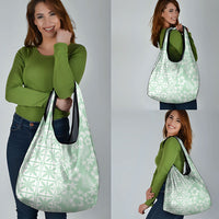 Pastel Green Kahili Quilt Hawaii Grocery Bag Tropical Flower Seamless Half Style