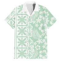 Pastel Green Kahili Quilt Hawaii Hawaiian Shirt Tropical Flower Seamless Half Style