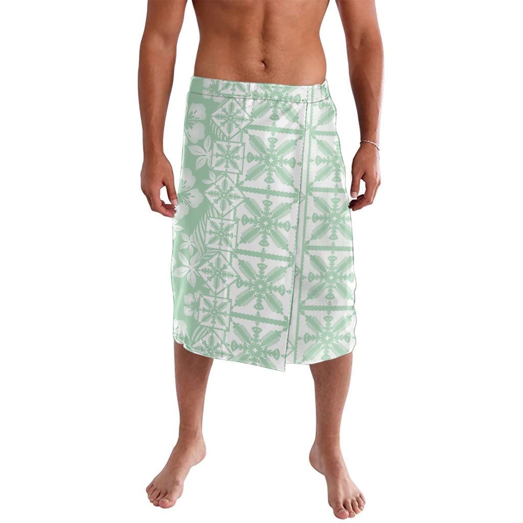 Pastel Green Kahili Quilt Hawaii Lavalava Tropical Flower Seamless Half Style LT14 Green - Polynesian Pride