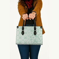 Pastel Green Kahili Quilt Hawaii Leather Bag Tropical Flower Seamless Half Style
