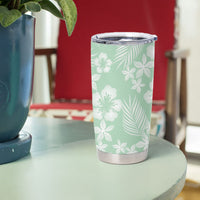 Pastel Green Kahili Quilt Hawaii Tumbler Cup Tropical Flower Seamless Half Style