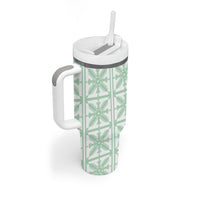 Pastel Green Kahili Quilt Hawaii Tumbler With Handle Tropical Flower Seamless Half Style