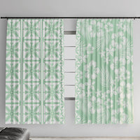 Pastel Green Kahili Quilt Hawaii Window Curtain Tropical Flower Seamless Half Style LT14 With Hooks Green - Polynesian Pride