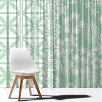 Pastel Green Kahili Quilt Hawaii Window Curtain Tropical Flower Seamless Half Style LT14 - Polynesian Pride