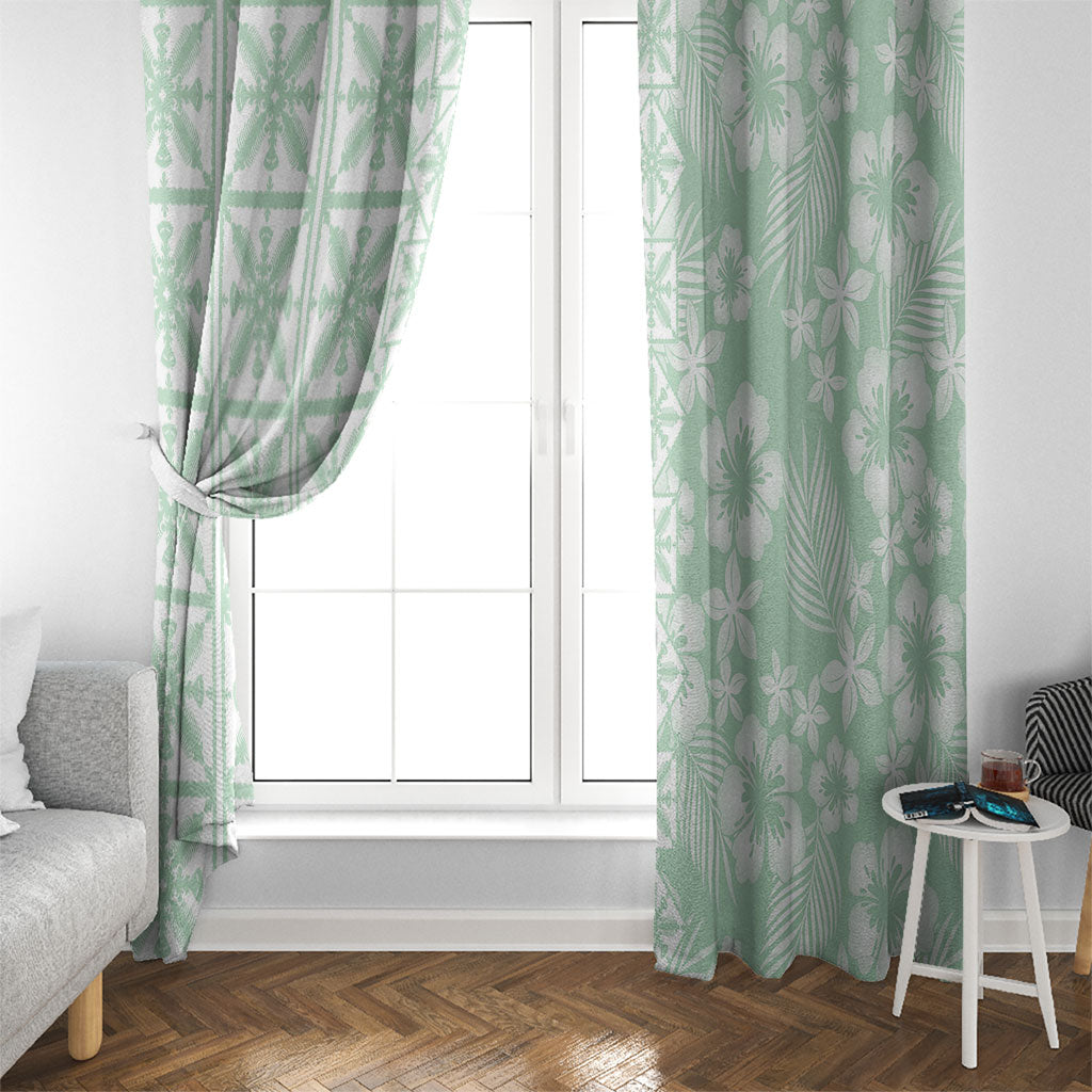 Pastel Green Kahili Quilt Hawaii Window Curtain Tropical Flower Seamless Half Style LT14 - Polynesian Pride