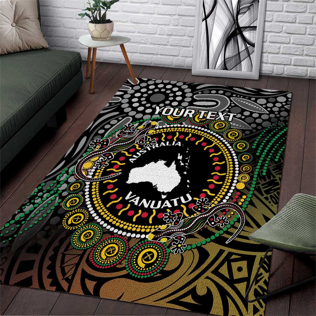 Personalised Australia And Vanuatu Area Rug Aboriginal Lizard Polynesia Ni-Van Pig Tusk LT14 Black - Polynesian Pride