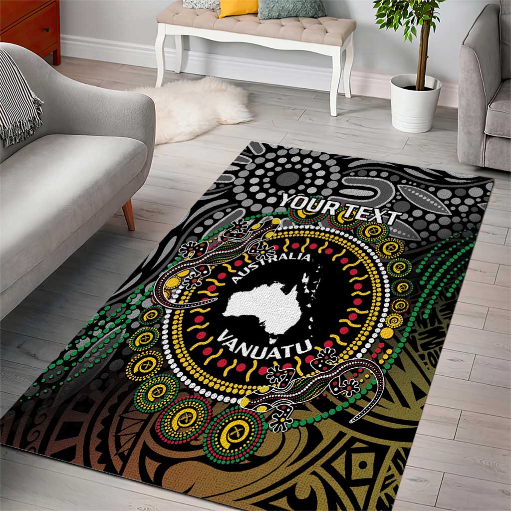 Personalised Australia And Vanuatu Area Rug Aboriginal Lizard Polynesia Ni-Van Pig Tusk LT14 - Polynesian Pride