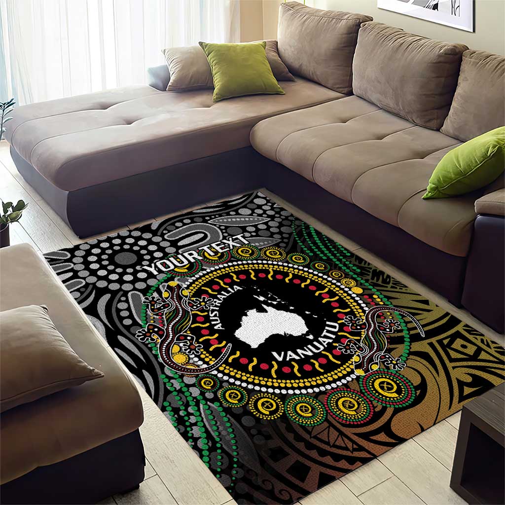 Personalised Australia And Vanuatu Area Rug Aboriginal Lizard Polynesia Ni-Van Pig Tusk LT14 - Polynesian Pride