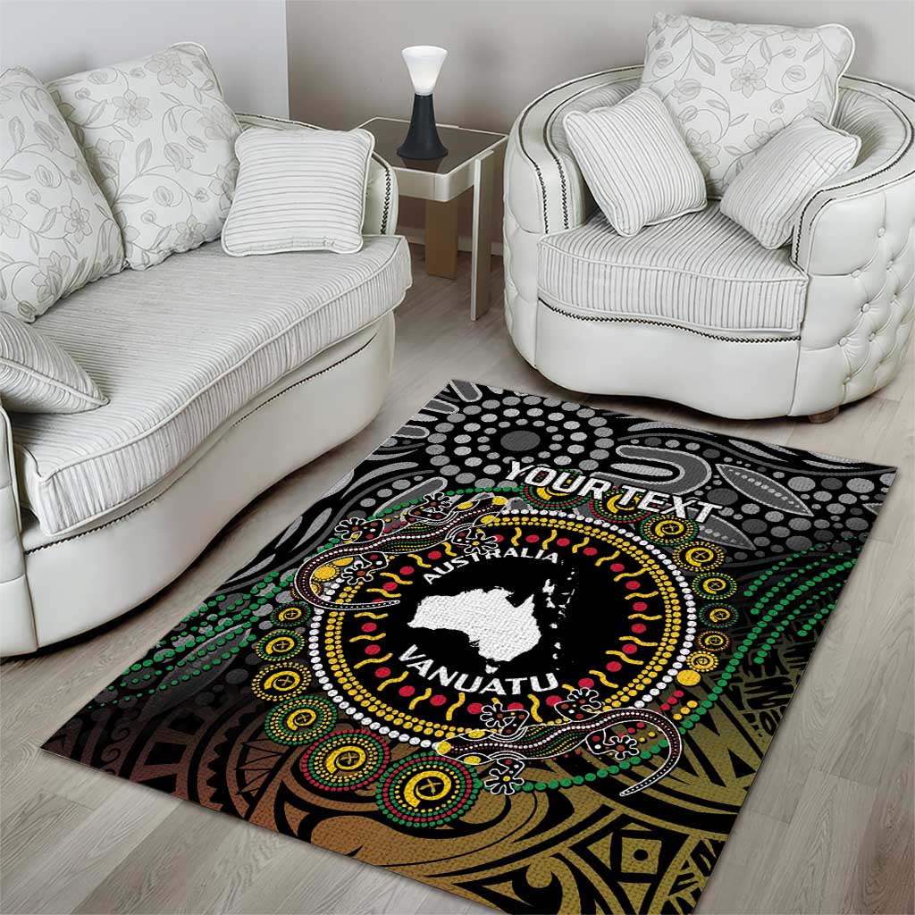 Personalised Australia And Vanuatu Area Rug Aboriginal Lizard Polynesia Ni-Van Pig Tusk LT14 - Polynesian Pride