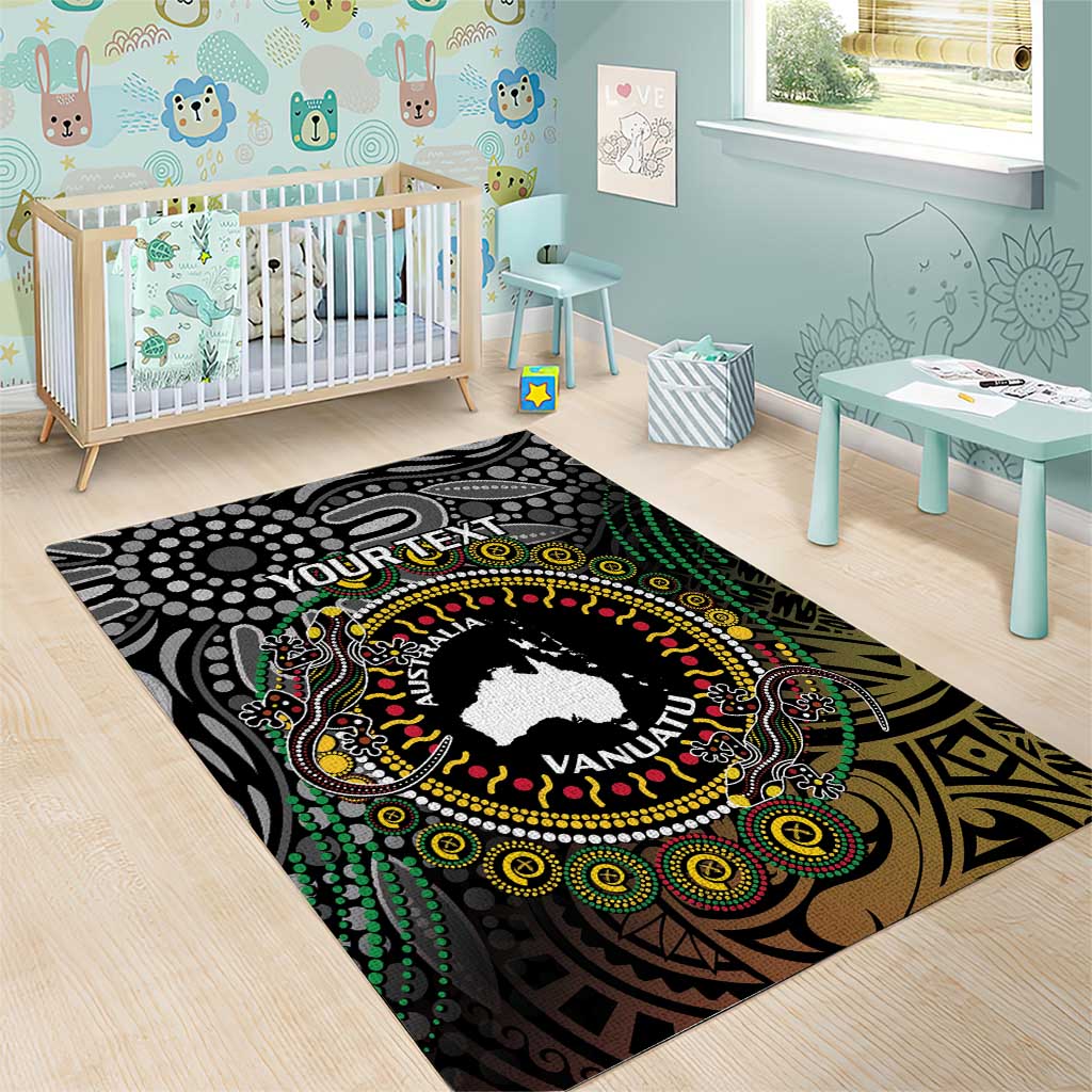 Personalised Australia And Vanuatu Area Rug Aboriginal Lizard Polynesia Ni-Van Pig Tusk LT14 - Polynesian Pride