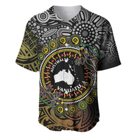 Personalised Australia And Vanuatu Baseball Jersey Aboriginal Lizard Polynesia Ni-Van Pig Tusk LT14 Black - Polynesian Pride