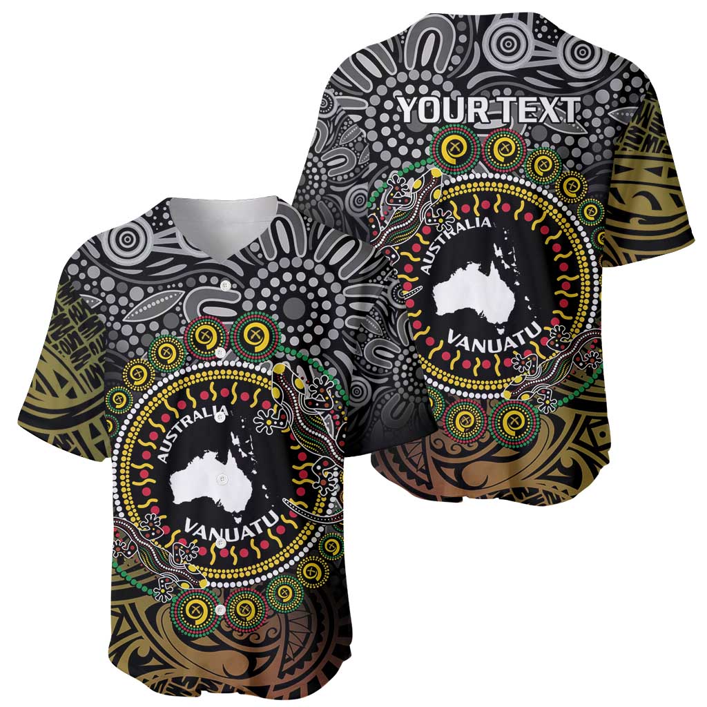 Personalised Australia And Vanuatu Baseball Jersey Aboriginal Lizard Polynesia Ni-Van Pig Tusk LT14 - Polynesian Pride