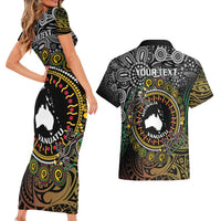 Personalised Australia And Vanuatu Couples Matching Short Sleeve Bodycon Dress and Hawaiian Shirt Aboriginal Lizard Polynesia Ni-Van Pig Tusk LT14 - Polynesian Pride