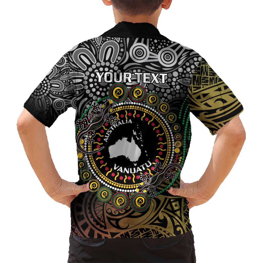 Personalised Australia And Vanuatu Family Matching Off Shoulder Maxi Dress and Hawaiian Shirt Aboriginal Lizard Polynesia Ni-Van Pig Tusk LT14 - Polynesian Pride
